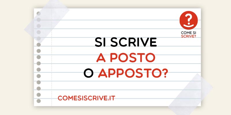 A posto o Apposto?